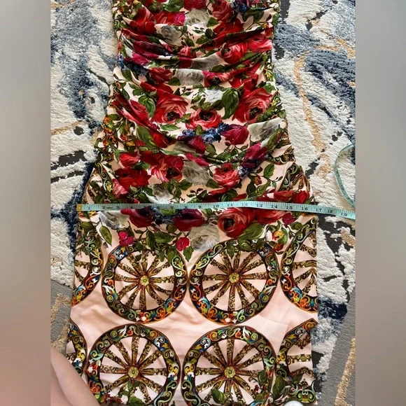 Dolce&Gabbana Pink Floral Ruched Sheath Dress - Picture 8 of 13